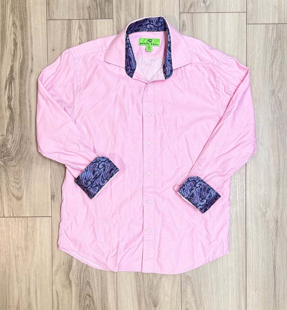 Bristol & Bull Pink Paisley Flip Cuff Dress Shirt
